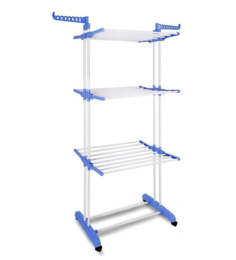 3 Layered Steel Floor Cloth Dryer Stand made of High Quality Stainless Steel with Premium 360° Rotat