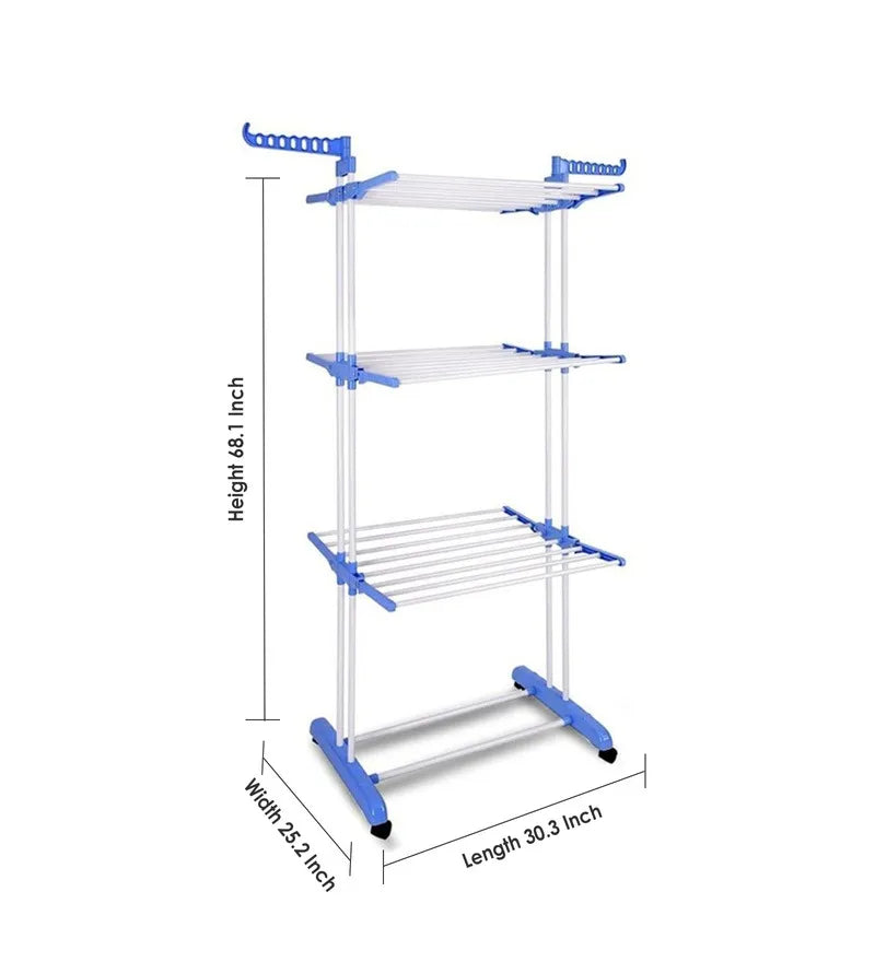 3 Layered Steel Floor Cloth Dryer Stand made of High Quality Stainless Steel with Premium 360° Rotat