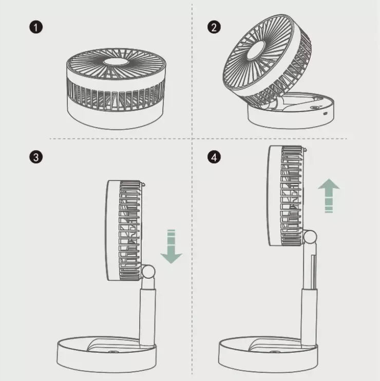 Foldable Fan with 3 Air Flow Settings, Lithium Ion Battery for Long Battery Life