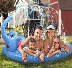 Mega Inflatable Sprinkler Splash Elephant Play Mat for Kids - 3-in-1 Water Fun and Whimsical Pool Ac