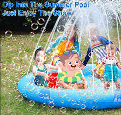 Mega Inflatable Sprinkler Splash Elephant Play Mat for Kids - 3-in-1 Water Fun and Whimsical Pool Ac
