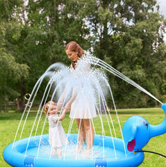 Mega Inflatable Sprinkler Splash Elephant Play Mat for Kids - 3-in-1 Water Fun and Whimsical Pool Ac