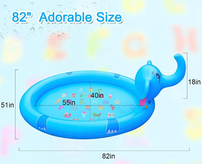 Mega Inflatable Sprinkler Splash Elephant Play Mat for Kids - 3-in-1 Water Fun and Whimsical Pool Ac