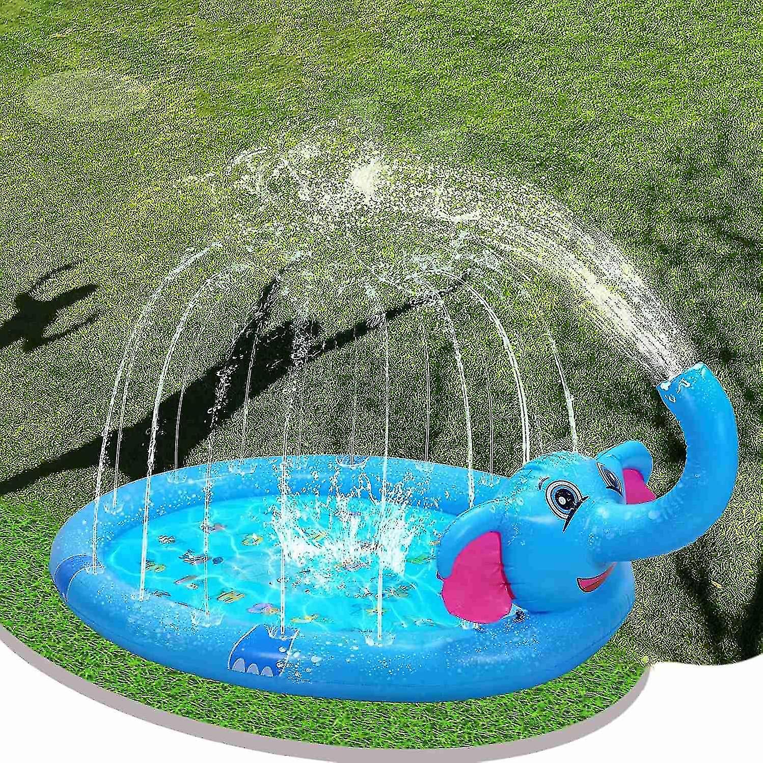 Mega Inflatable Sprinkler Splash Elephant Play Mat for Kids - 3-in-1 Water Fun and Whimsical Pool Ac