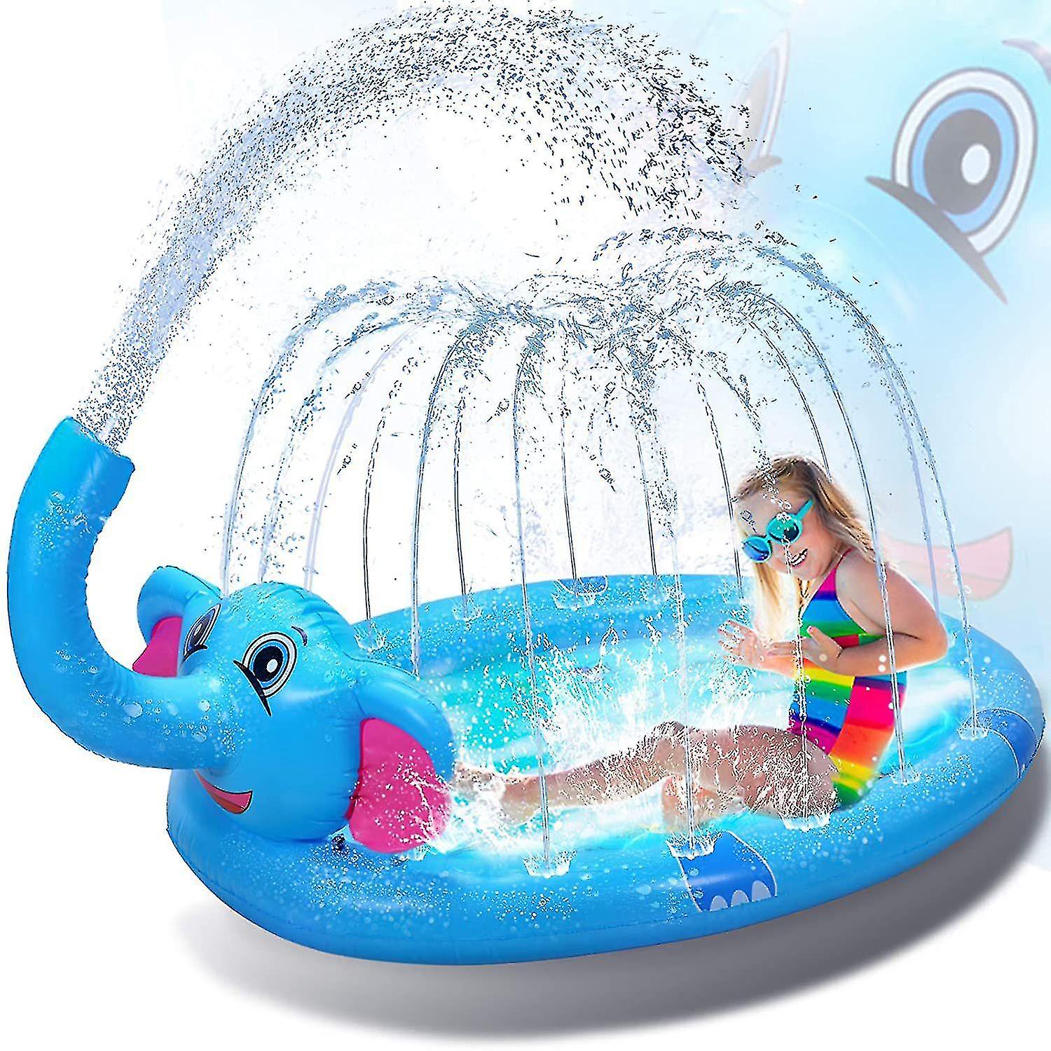 Mega Inflatable Sprinkler Splash Elephant Play Mat for Kids - 3-in-1 Water Fun and Whimsical Pool Ac