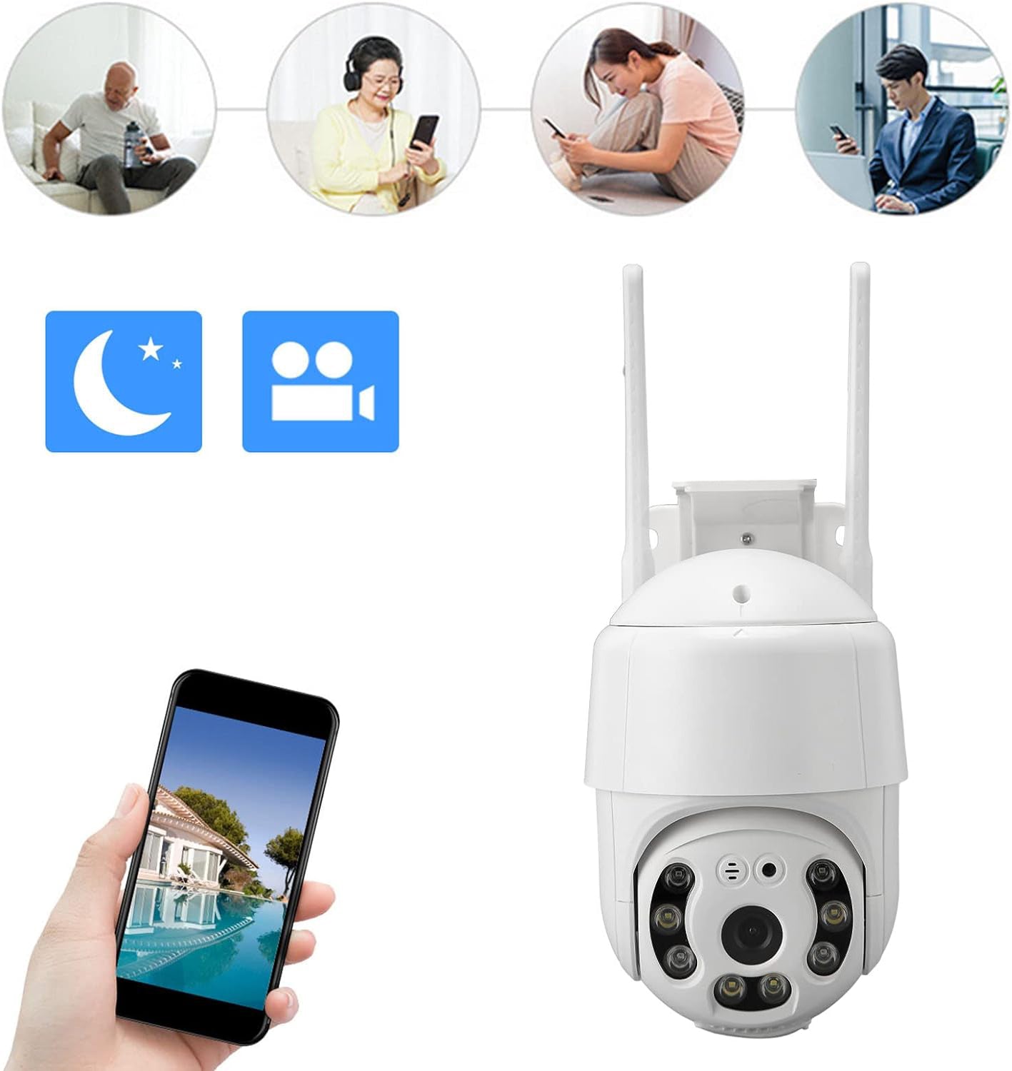 HD Waterproof WiFi Security Camera with Motion Detection and Two-Way Audio