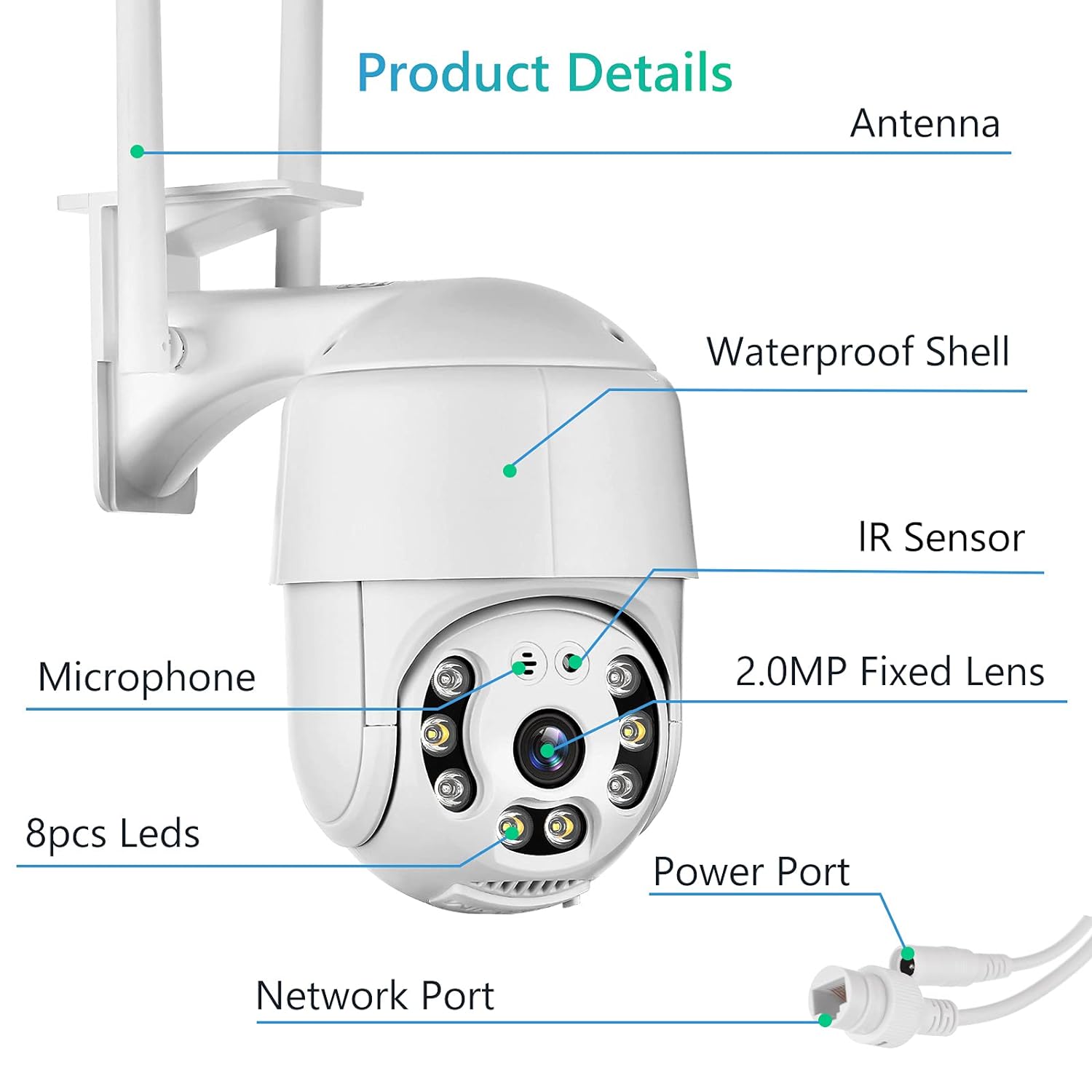 HD Waterproof WiFi Security Camera with Motion Detection and Two-Way Audio