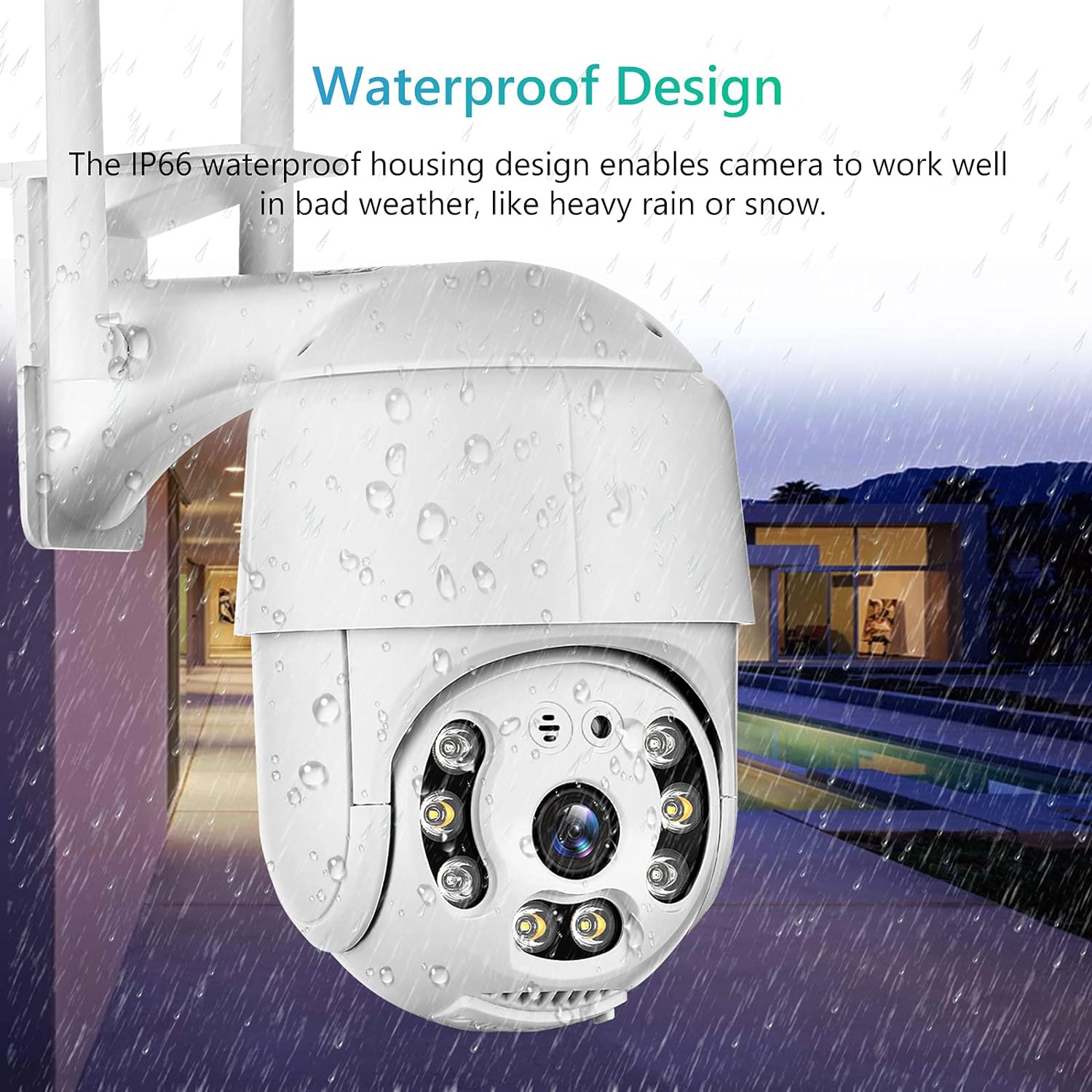 HD Waterproof WiFi Security Camera with Motion Detection and Two-Way Audio