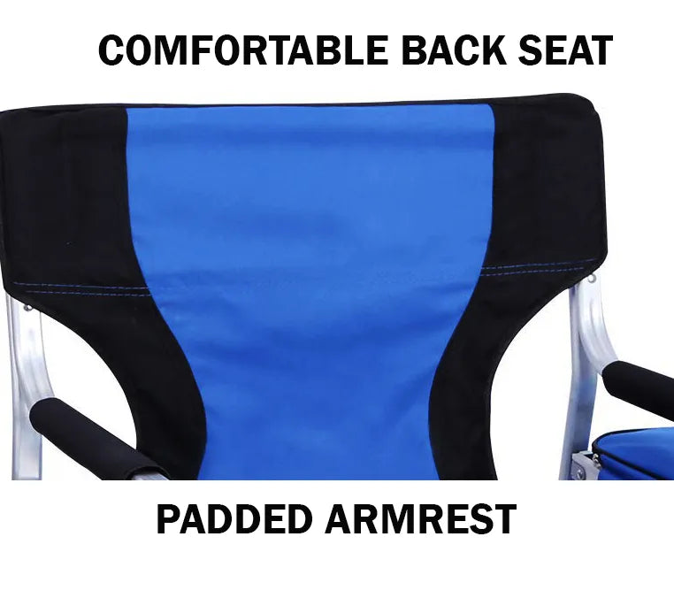 Foldable Sturdy Portable Director's Chair made with High Quality Aluminium and Retractable Side Tabl