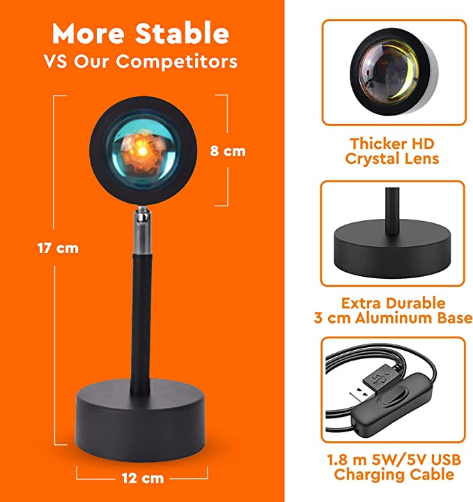 360° Rotatable LED Sunset Projection Lamp for Ambiance