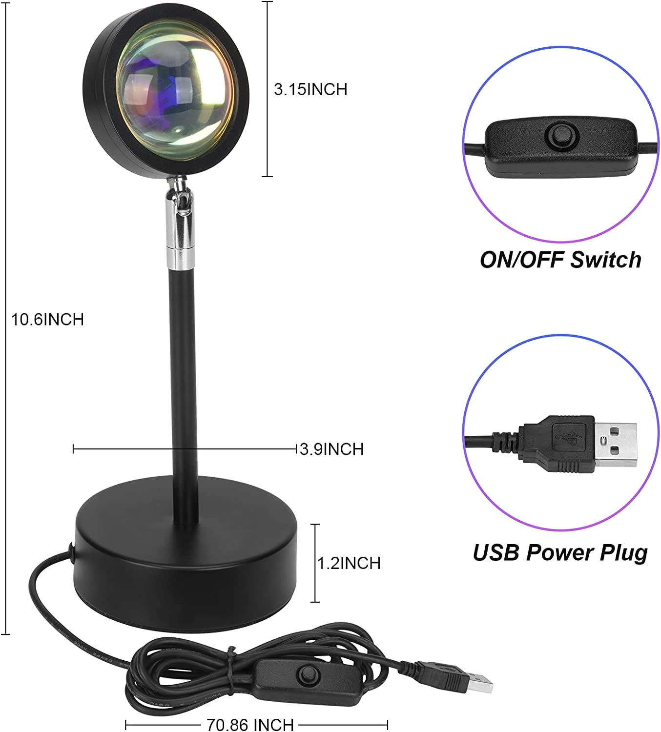 360° Rotatable LED Sunset Projection Lamp for Ambiance