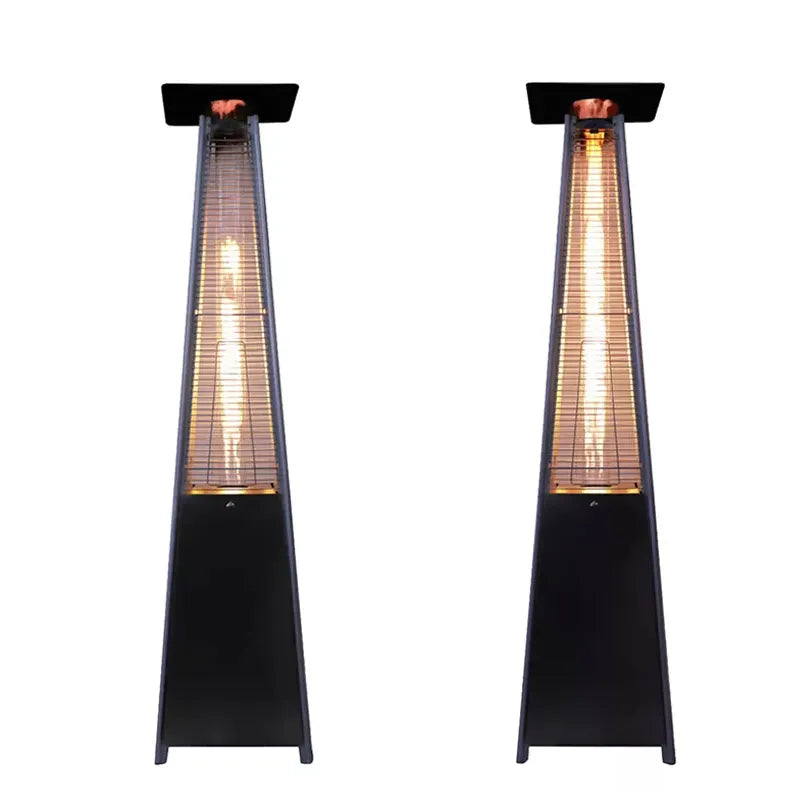 Pyramid Tower Glass Tube Gas Heater for Patio, Garden & Outdoor with Wheels
