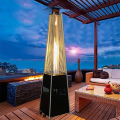 Pyramid Tower Glass Tube Gas Heater for Patio, Garden & Outdoor with Wheels