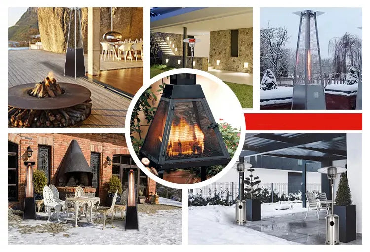 Pyramid Tower Glass Tube Gas Heater for Patio, Garden & Outdoor with Wheels