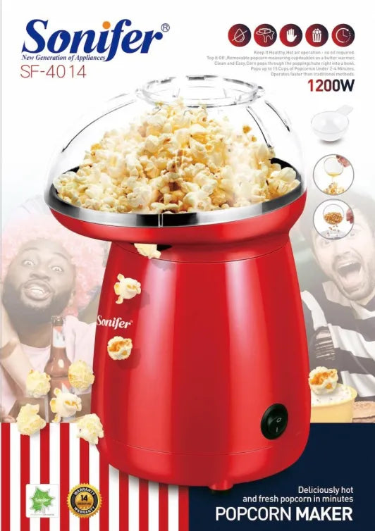 Sonifer 1200W Mini Portable Hot Air Oil Free Popcorn Maker Machine