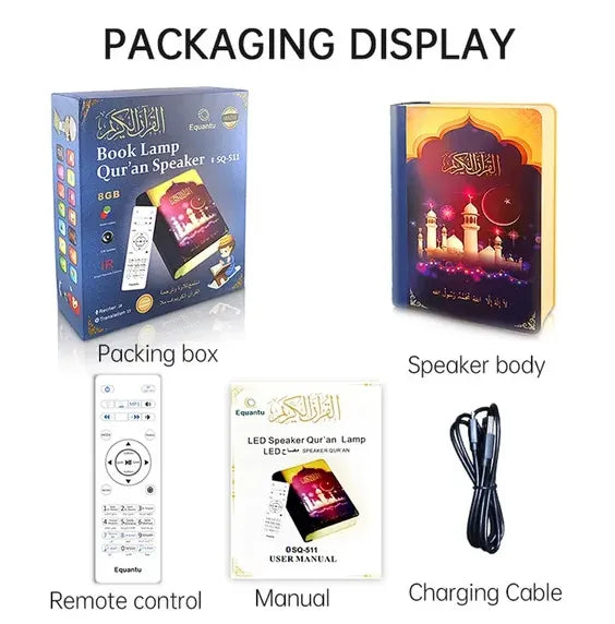 Mini Rechargeable Holy Quran Speaker Lamp with Bluetooth and Colourful LED Light