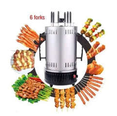 1,000W Electric Vertical 6 Forks Barbeque Skewer Rotating Machine for Kebab, Shawarma, Chicken, Beef