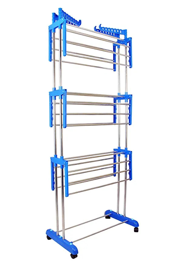 3 Layer Heavy Duty Clothes Hanging & Drying Rack Stand with Wheels