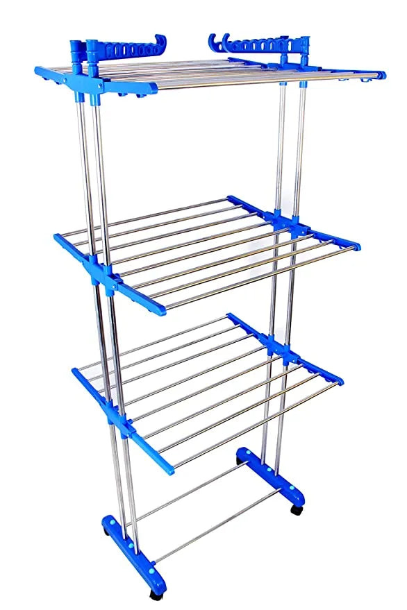 3 Layer Heavy Duty Clothes Hanging & Drying Rack Stand with Wheels