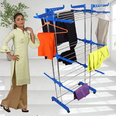 3 Layer Heavy Duty Clothes Hanging & Drying Rack Stand with Wheels