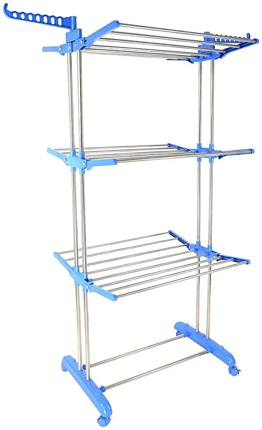 3 Layer Heavy Duty Clothes Hanging & Drying Rack Stand with Wheels