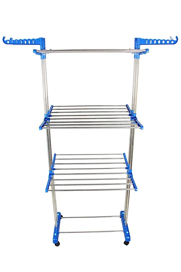 3 Layer Heavy Duty Clothes Hanging & Drying Rack Stand with Wheels