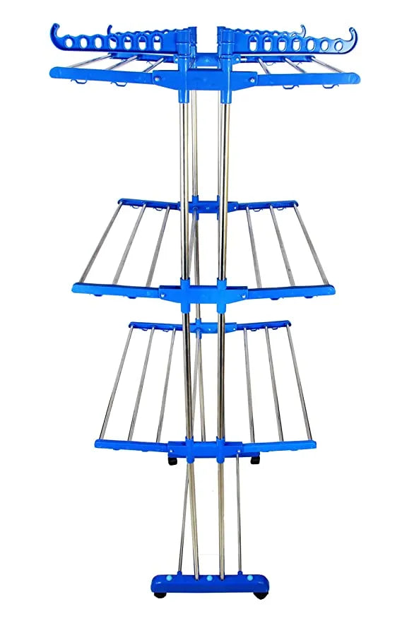 3 Layer Heavy Duty Clothes Hanging & Drying Rack Stand with Wheels