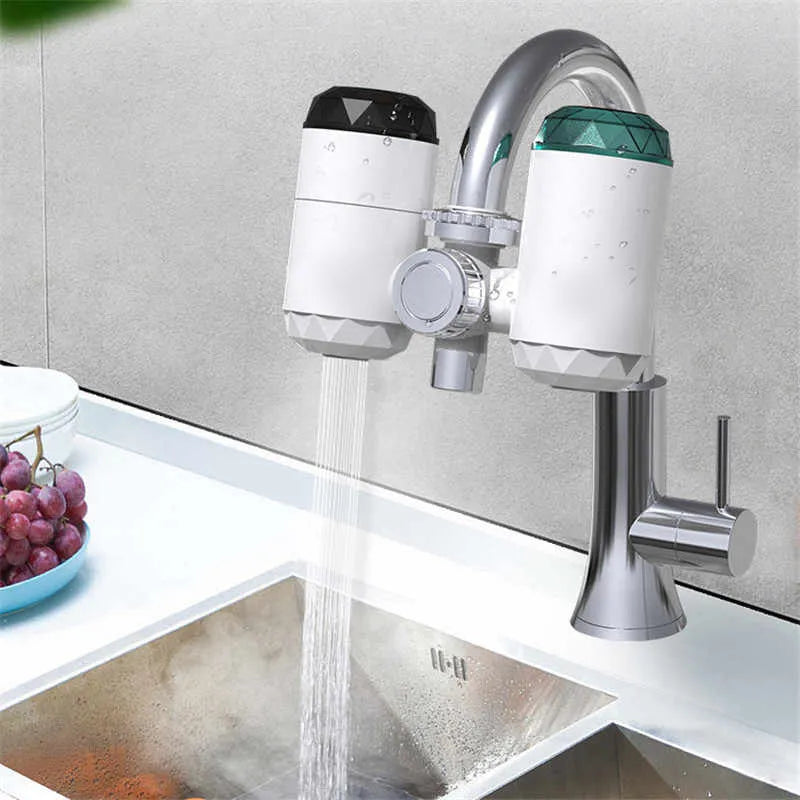 3,000W 2 in 1 Electric Multifunctional Instant Water Heating Faucet with Purification Filter LED Tem