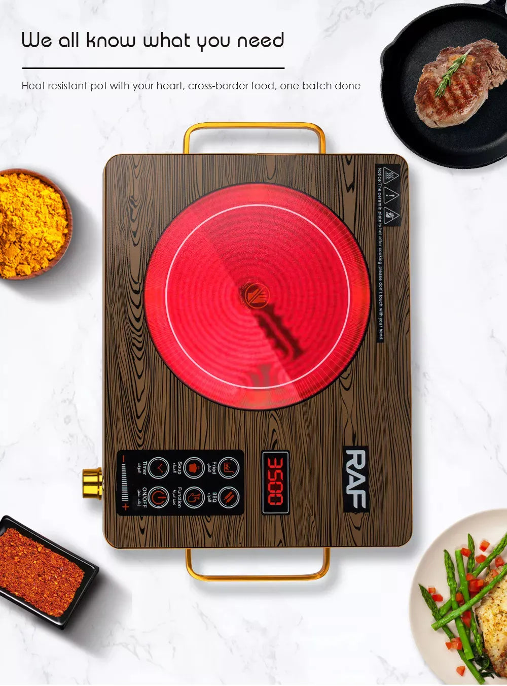 3,500W RAF Electric Induction Cooking stove with LED Display
