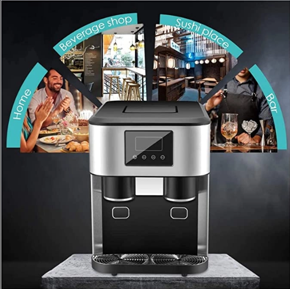 3-in-1 Ice Maker with Crusher & Cold Water Dispenser, 1.8L Water Reservoir, 600g Storage, 15–18kg - Day Output