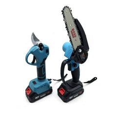 BOSS 2-in-1 Cordless Pruning Scissors & Mini Handheld Chainsaw Kit