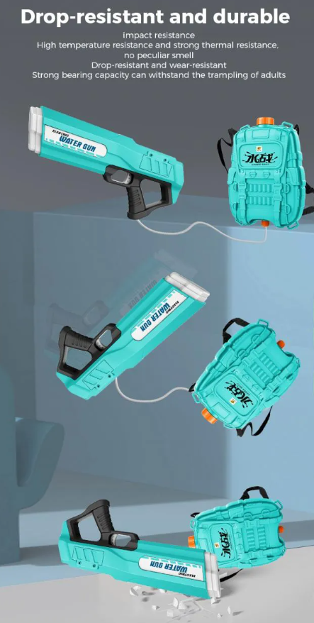 Cool Long Range Electric Water Gun Toy - Rechargeable with Water Storage Backpack