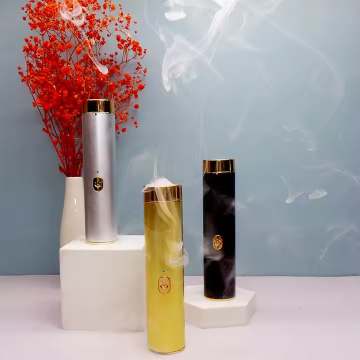 Elegant Portable Mini USB Rechargeable Bakhoor Incense Burner for Home, Car & Travel
