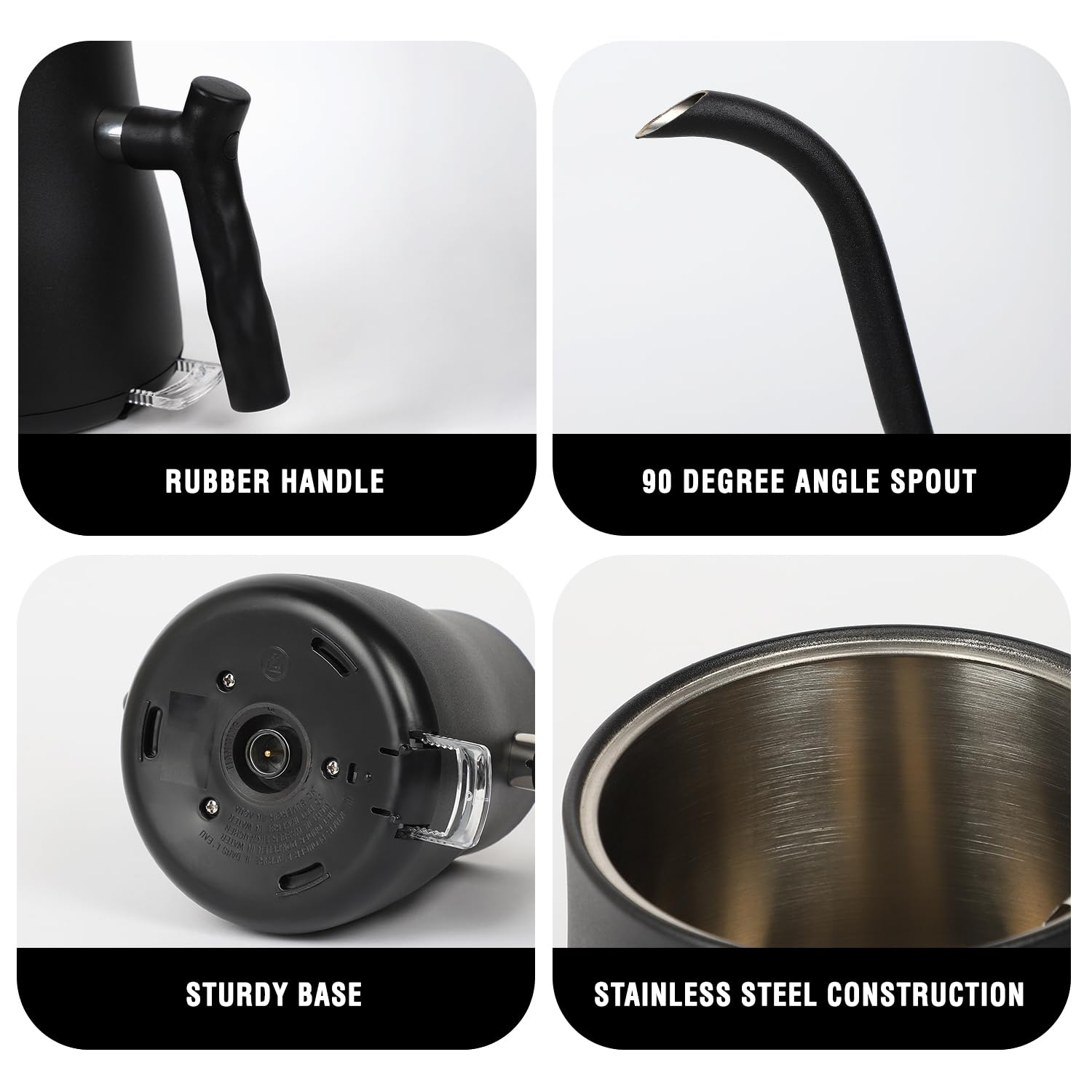 Elegant Electric 1L Gooseneck Kettle with Constant Temperature, Auto Shut-Off and Precision Spout - Coffee & Tea Kettle - 1000W