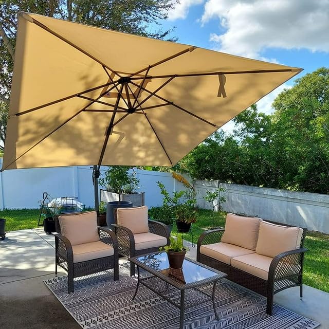Foldable Cantilever Umbrella for Outdoor & Patio with Heavy-Duty Water Base for Support - 2.5 x 2.5 Metres
