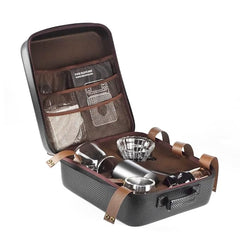 8-Piece Outdoor Hand Brewing Coffee Making Set with Elegant Leather Bag, Scale, and Coffee Utensils for Outdoor, Travel & Home