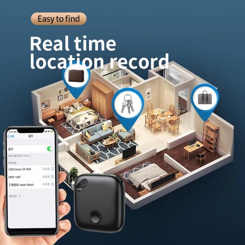 Smart Wireless Bluetooth Tracker with Apple Find My Support - Anti-Lost Key Finder, Pet & Elderly Locator with Fall Detection, Geo-Fencing, and 50m Range