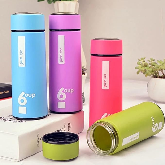450ml Glass Interior Thermos Flask with Matte Anti-Slip Finish & Leak-Proof Lid – Ideal Vacuum Bottle for Hot & Cold Beverages at Office, Travel & School