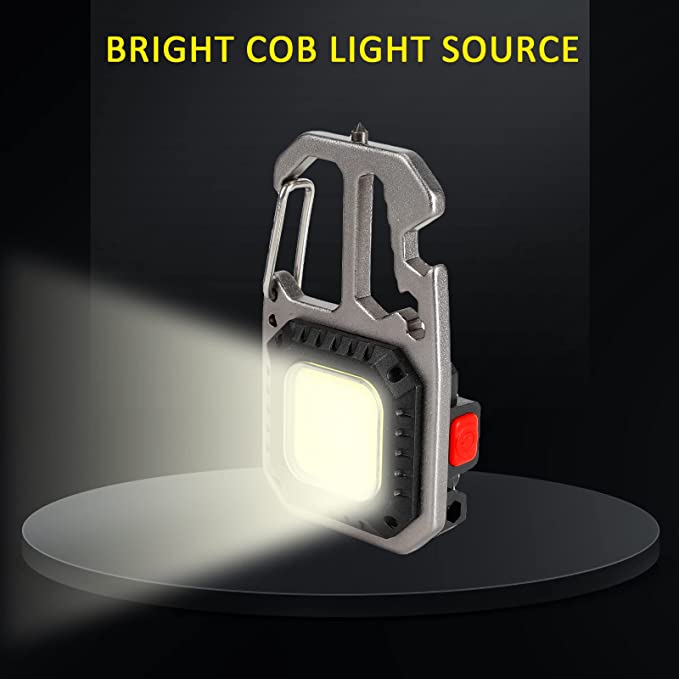 Multifunctional Emergency COB Light Tripod Keychain with Screwdriver Wrench Tool, Bottle Opener & G