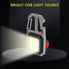 Multifunctional Emergency COB Light Tripod Keychain with Screwdriver Wrench Tool, Bottle Opener & G