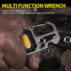 Multifunctional Emergency COB Light Tripod Keychain with Screwdriver Wrench Tool, Bottle Opener & G