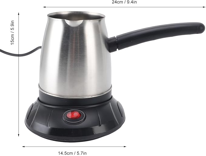 Sinboss 500ml Electric Stainless Steel Turkish Coffee Pot for Tea, Coffee & Milk with Removable Handle