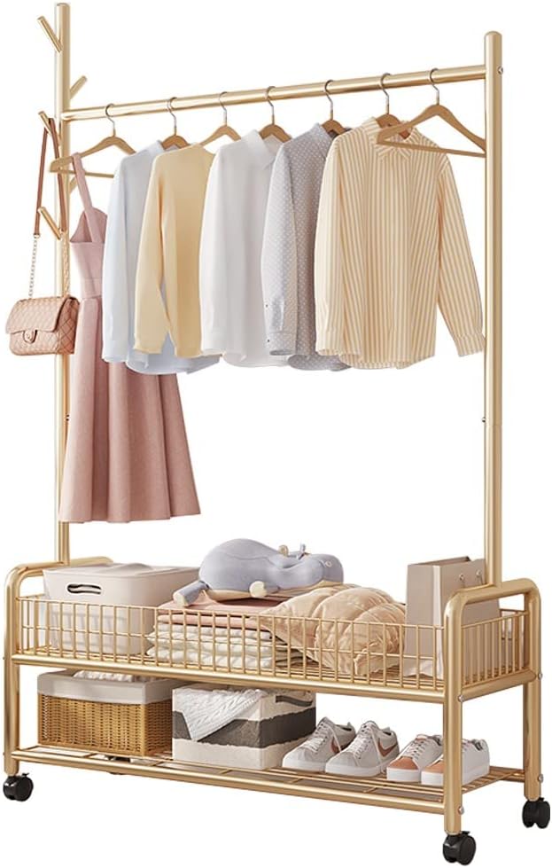 Modern Clothes Stand & Hanger Rack Organiser with Multi-Functional Storage and Hooks
