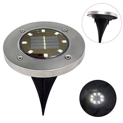 Set of 4 Round Solar Powered Garden LED Lights for Ground Pathway with UV and Water Resistance
