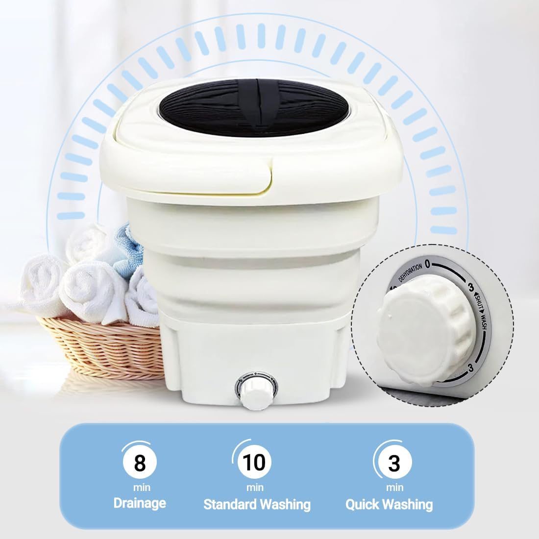 Modern Rechargeable Portable & Foldable Washing Machine with Spinner– 50W