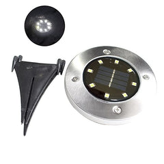 Set of 4 Round Solar Powered Garden LED Lights for Ground Pathway with UV and Water Resistance