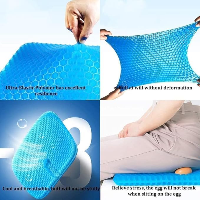 Egg Silicone Honeycomb Seat Cushion with Breathable Cover for Office, Car, Wheelchair & Home Use