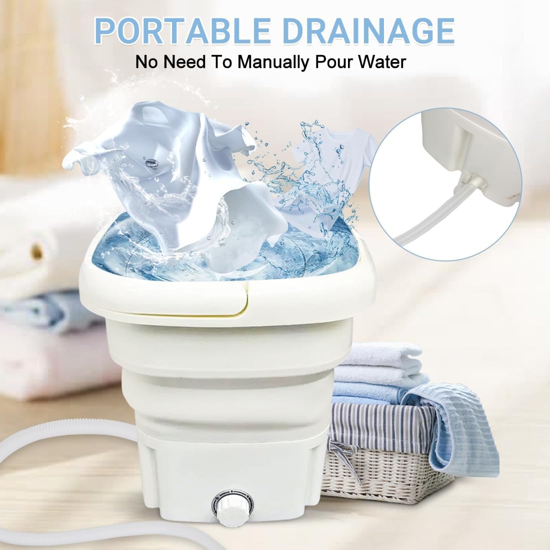 Modern Rechargeable Portable & Foldable Washing Machine with Spinner– 50W