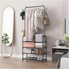 Multipurpose 4-Layer Clothes Storage and Hanging Rack