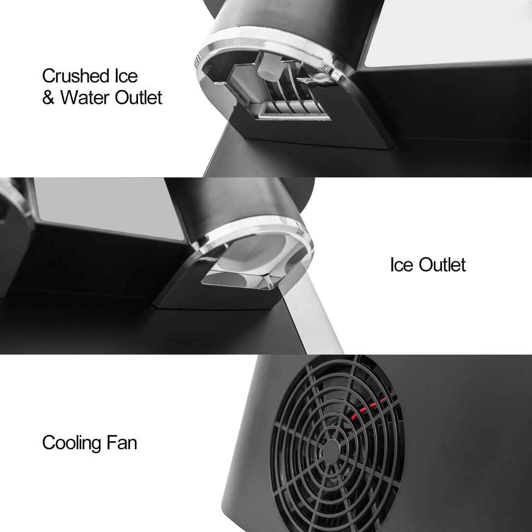 3-in-1 Ice Maker with Crusher & Cold Water Dispenser, 1.8L Water Reservoir, 600g Storage, 15–18kg - Day Output